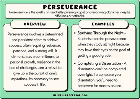 What are 3 examples of perseverance?